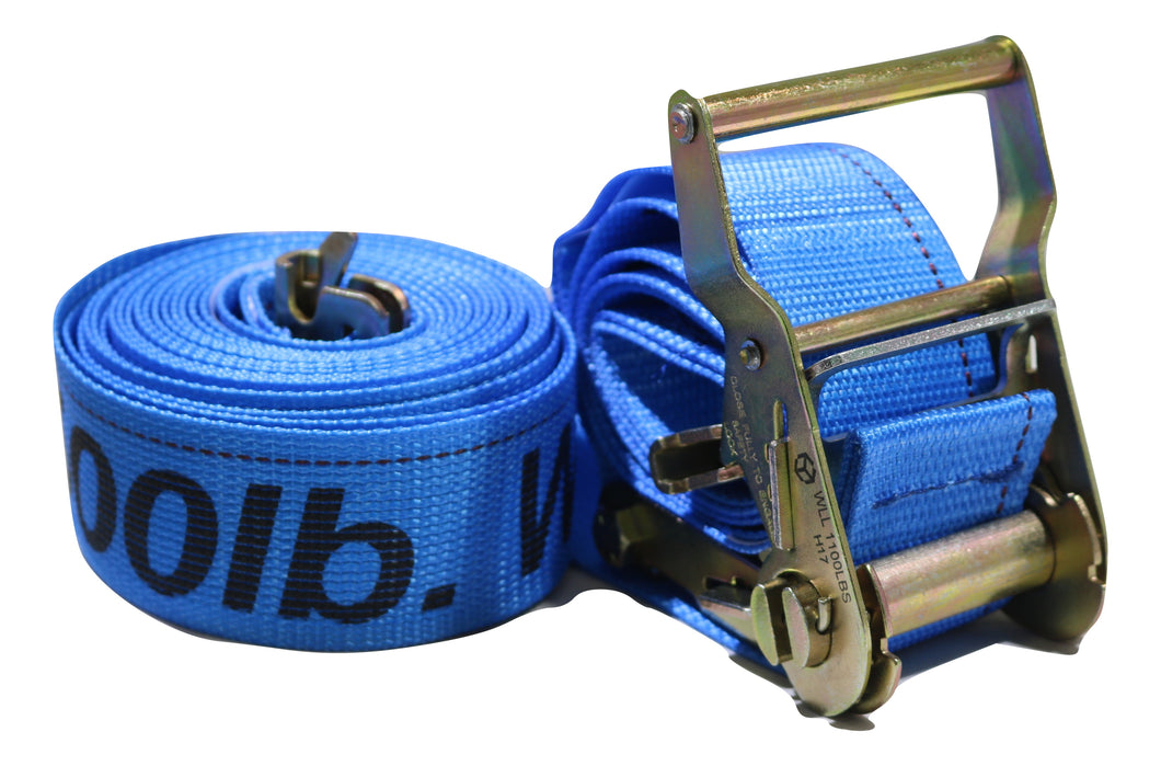 2 X 20 Ft. Logistic Ratchet Strap W/e Fitting - Blue - Straps